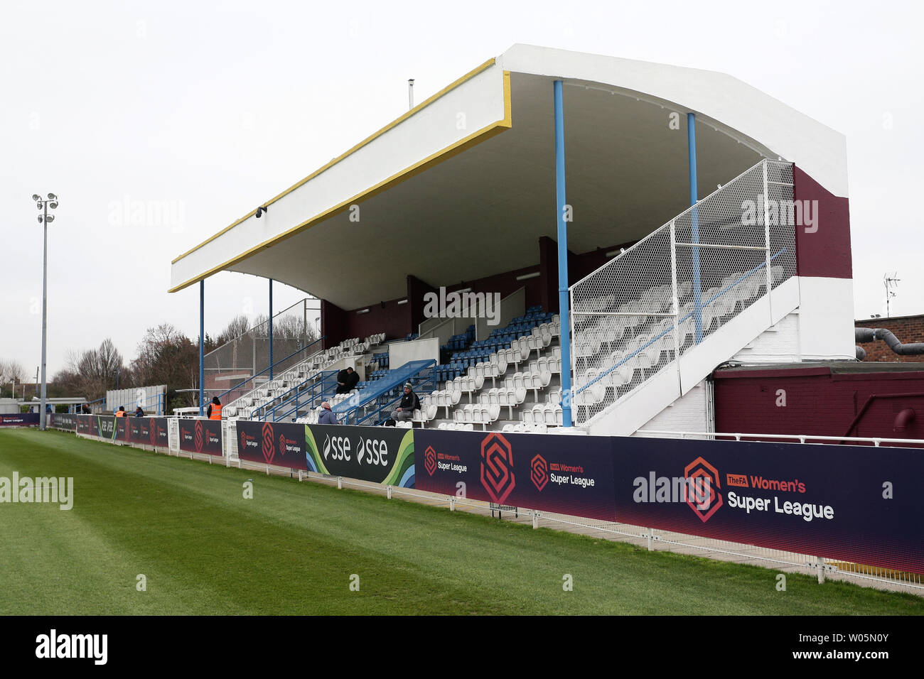 General view of the main stand during West Ham United Women vs Arsenal  Women, FA Women's Super League Football at Rush Green Stadium on 6th  January 20 Stock Photo - Alamy