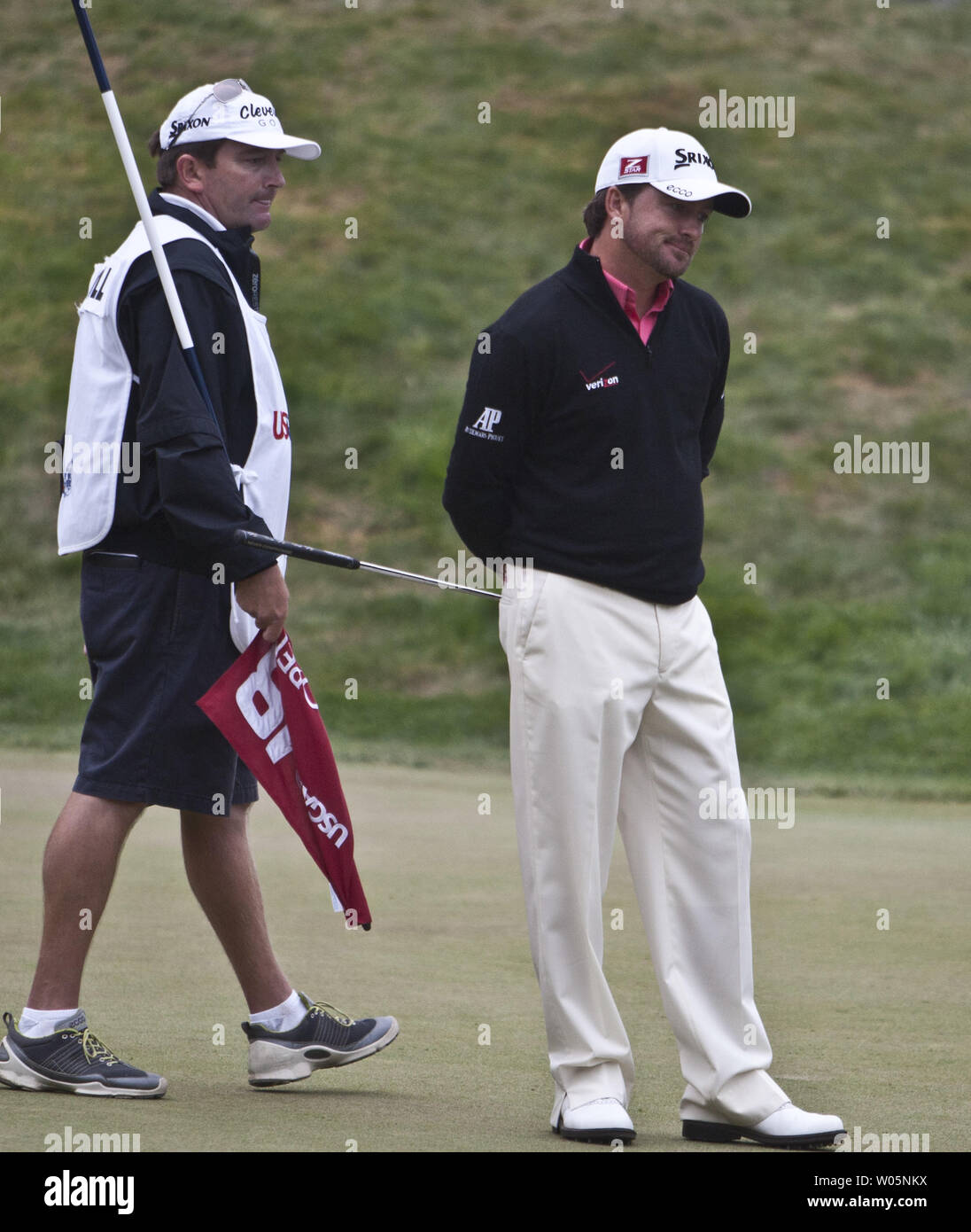 Graeme McDowell looks at his putt on the 18th miss and his chance to tie disappear in the final round of the U.S. Open at the Olympic Club in San Francisco on June 17, 2012.  McDowell tied for second.   UPI/Terry Schmitt Stock Photo