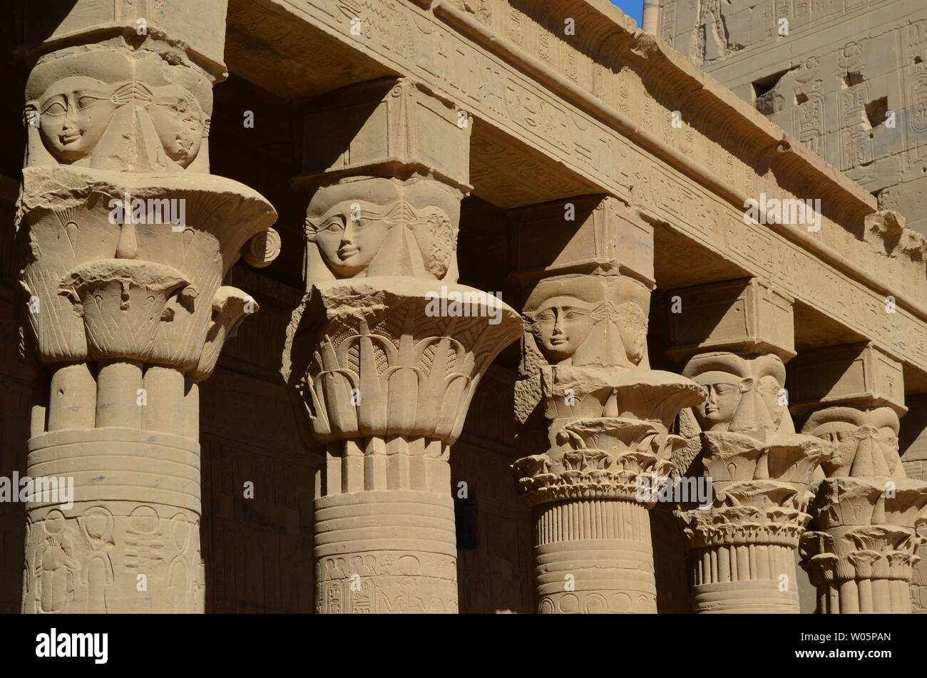 Temple of Philae, Egypt, Columns Stock Photo