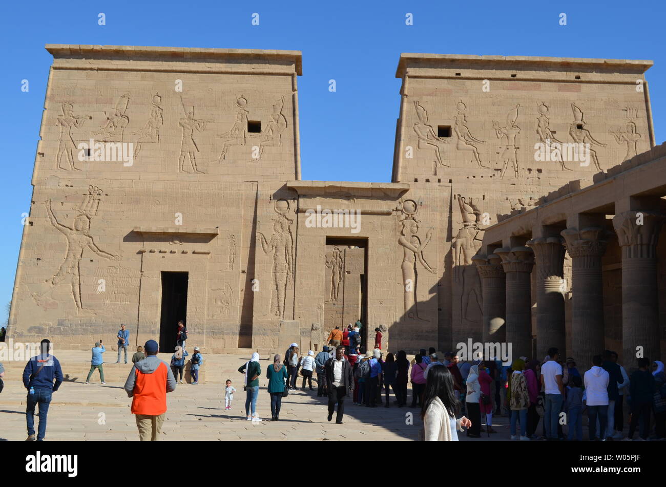 Temple of Philae, Egypt, Entrance and Columns Stock Photo