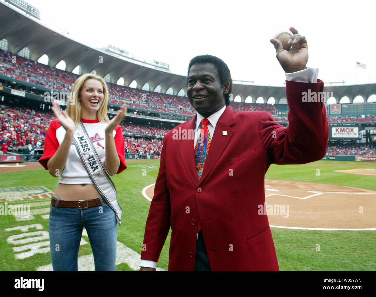 Former St. Louis Cardinals base stealer and member of the National Baseball  Hall of Fame, Lou Brock and wife Jackie are surprised as they enter a room  full of friends as Brock
