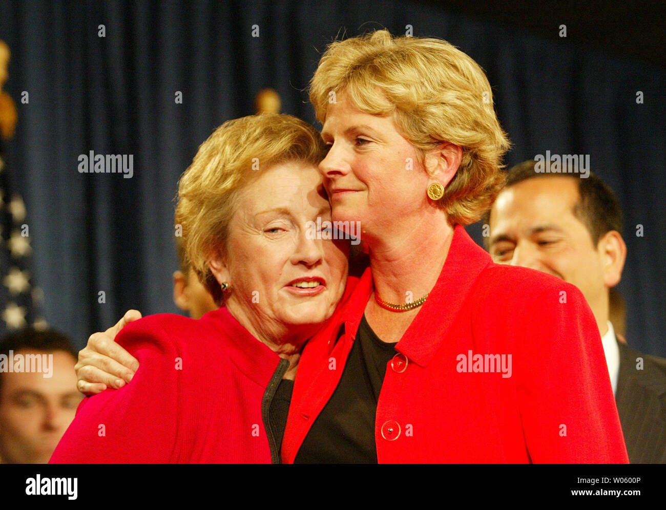 Robin Carnahan (R) gives her mother former Sen. Jean Carnahan a hug after  winning the position of Missouri Secretary of State at the Renaissance  Hotel in St. Louis on Election Night 2004