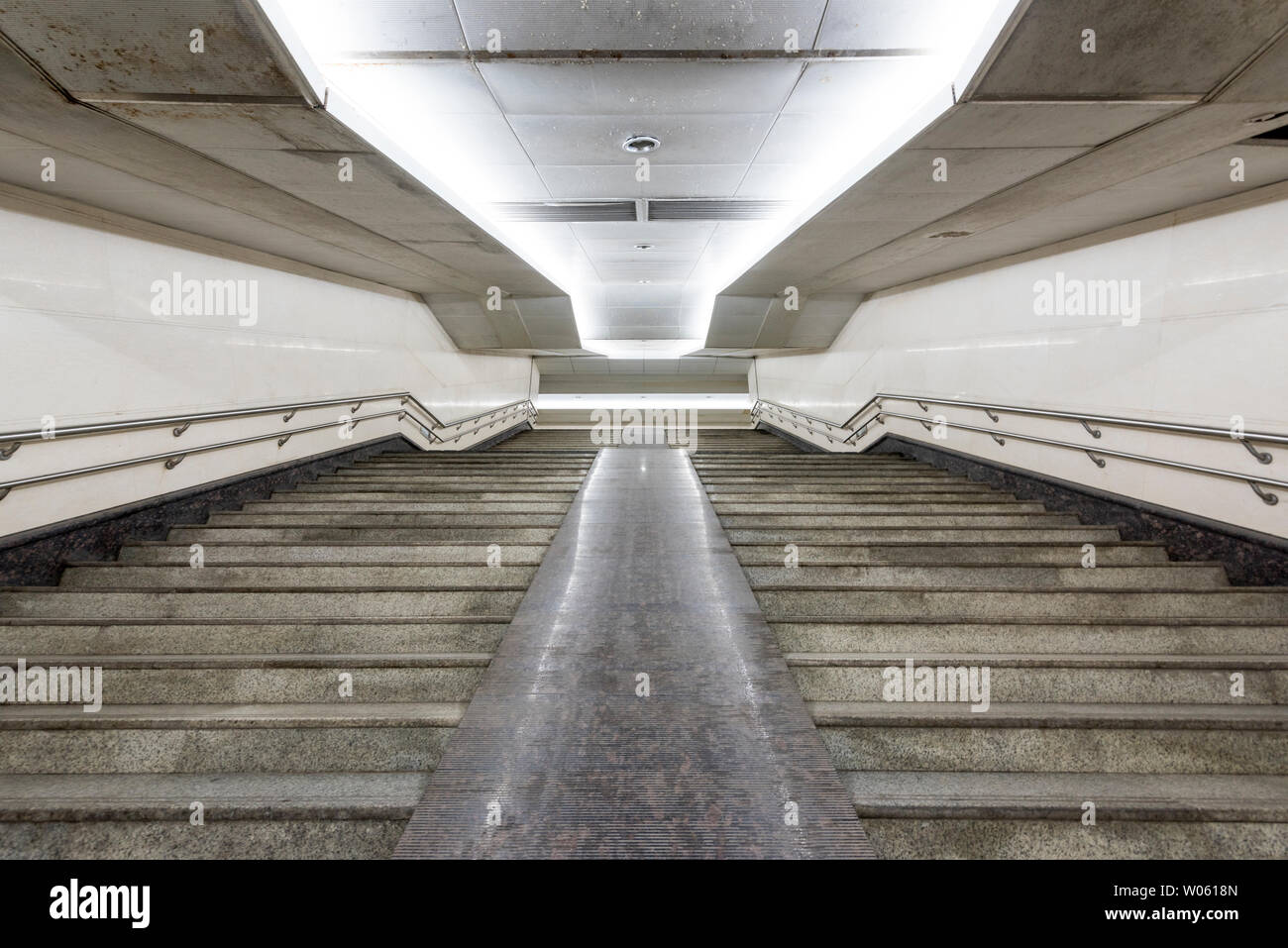 No one's abandoned underground pedestrian passageway in the West Square of Zhengzhou Railway Station, Henan Province Stock Photo