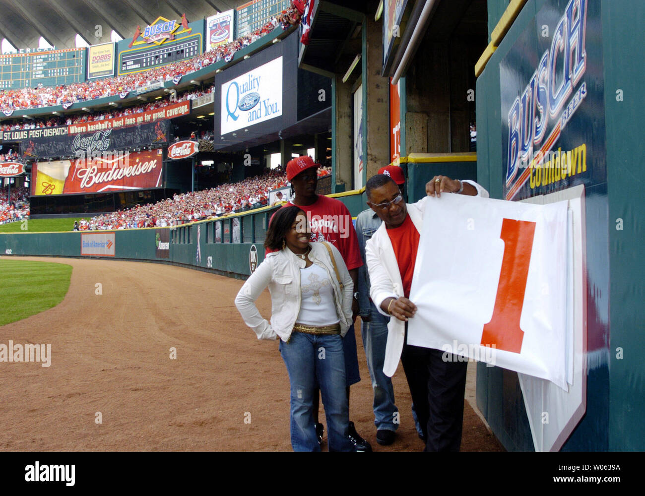 With family members looking on, former St. Louis Cardinals