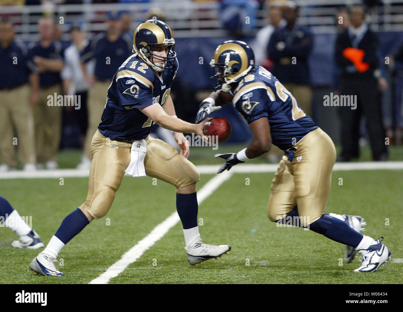 St. Louis Rams quarterback Ryan Fitzpatrick walks off the field