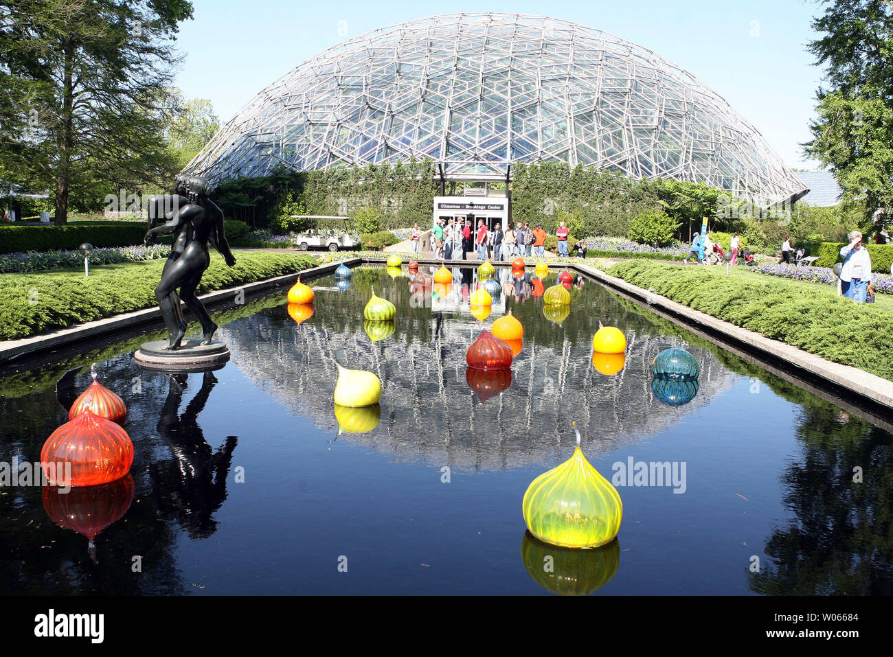 Visitors stop to look at the "Walla Walla Onions," glass pieces with