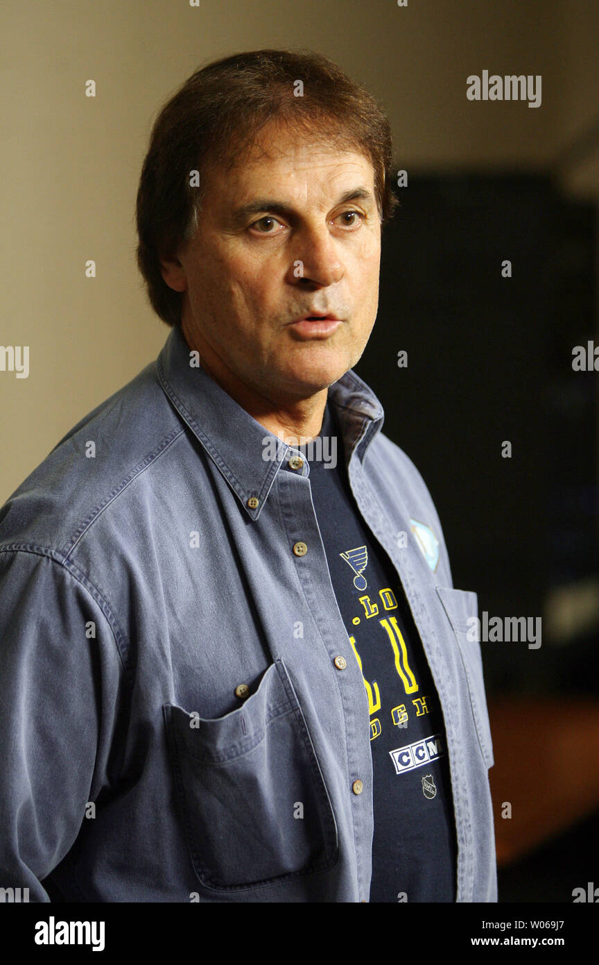 St. Louis Cardinals manager Tony La Russa  speaks to reporters about new players the team has signed, contract negotations with current players and his plans for the upcoming 2007 season, at Busch Stadium in St. Louis on December 13, 2006. (UPI Photo/Bill Greenblatt) Stock Photo