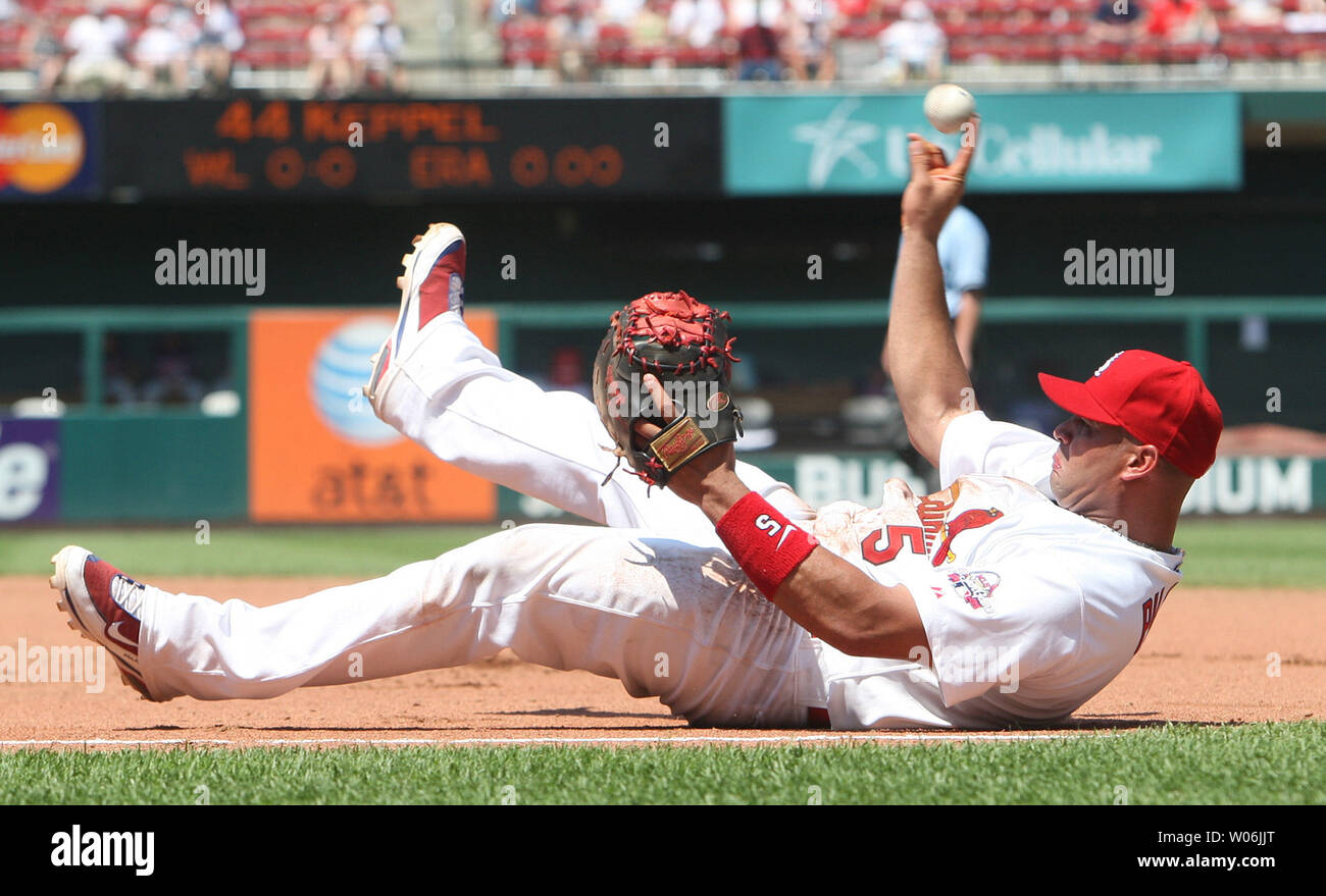 31 Jul. 2005: St. Louis Cardinals first baseman Albert Pujols (5) stands on  deck in a game against the Los Angeles Dodgers played on July 31, 2005 at  Dodger Stadium in Los