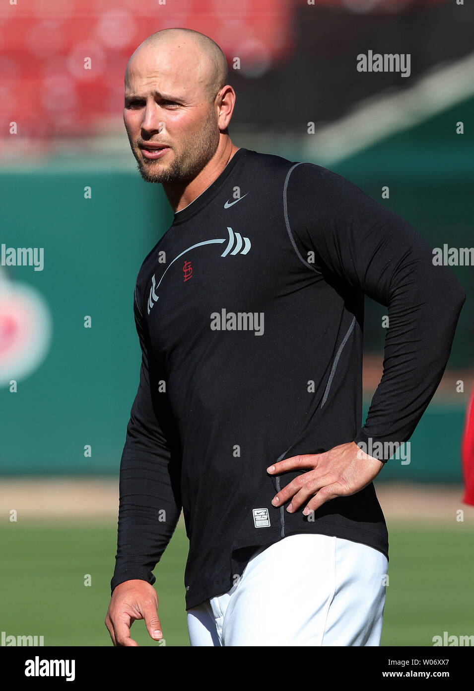 St. Louis Cardinals Matt Holliday stretches as he works out at