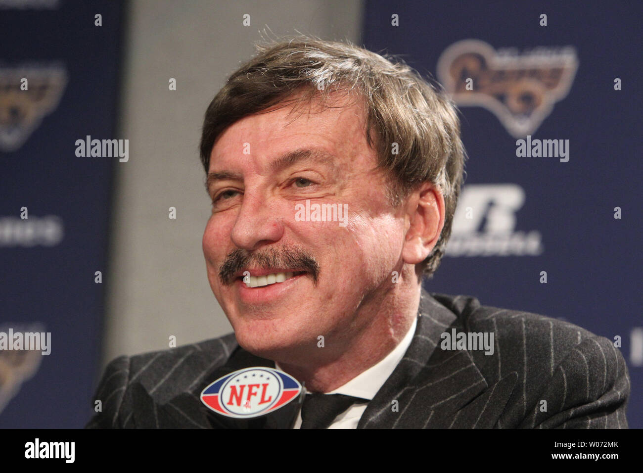 St. Louis Rams team owner Stan Kronke is all smiles as he talks about the new head coach Jeff Fisher at the team's practice facility in Earth City, Missouri on January 17, 2012.   UPI/Bill Greenblatt Stock Photo