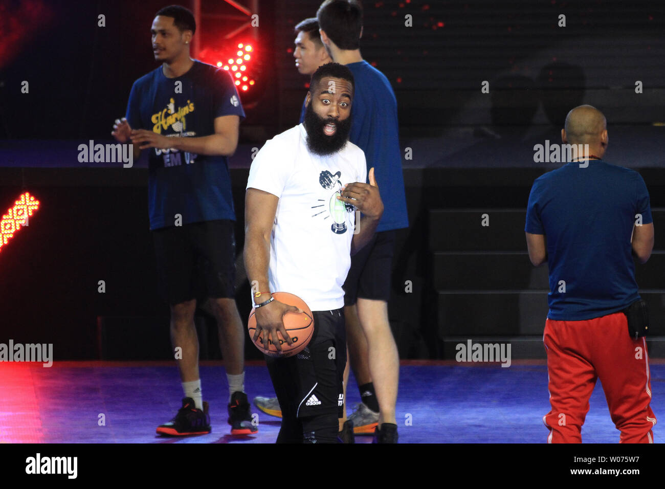 Pasay City, Philippines. 26th June, 2019. NBA Superstar and 2018 MVP James Harden visited Manila to promote his latest shoe, the Adidas Harden 5. He had the opportunity to meet and interact with the media from Manila, as well as thousands of his fans who gathered at the SMX Convention Center, MOA for his Free to Harden Manila event. Credit: Dennis Jerome Acosta/Pacific Press/Alamy Live News Stock Photo