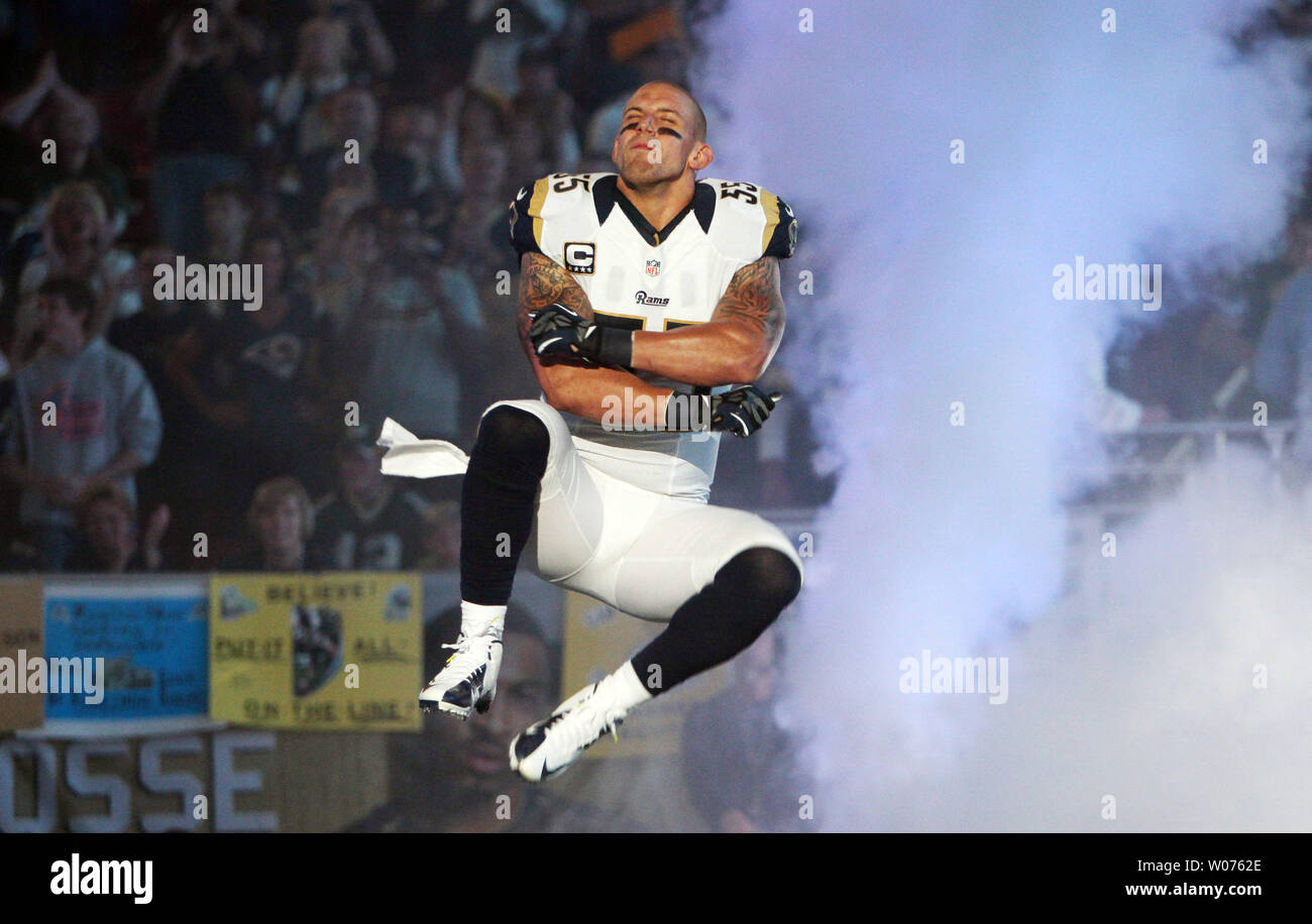 St. Louis Rams James Laurinaitis jumps as he is introduced before the ...