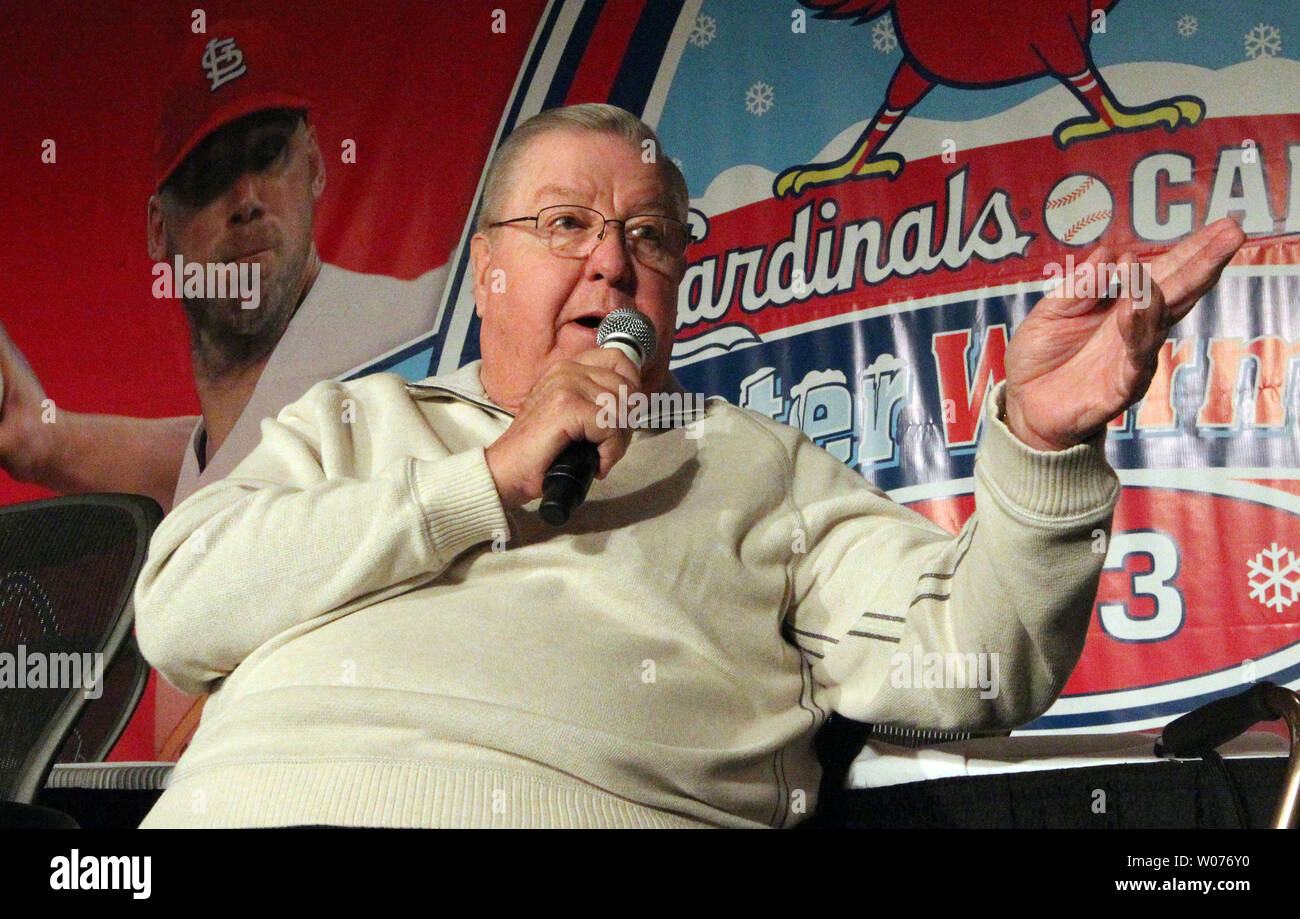 St. Louis Cardinals broadcaster Jay Randolph talks on stage during the St. Louis Cardinals annual Winter Warm up in St. Louis on January 20, 2013.  UPI/Bill Greenblatt Stock Photo