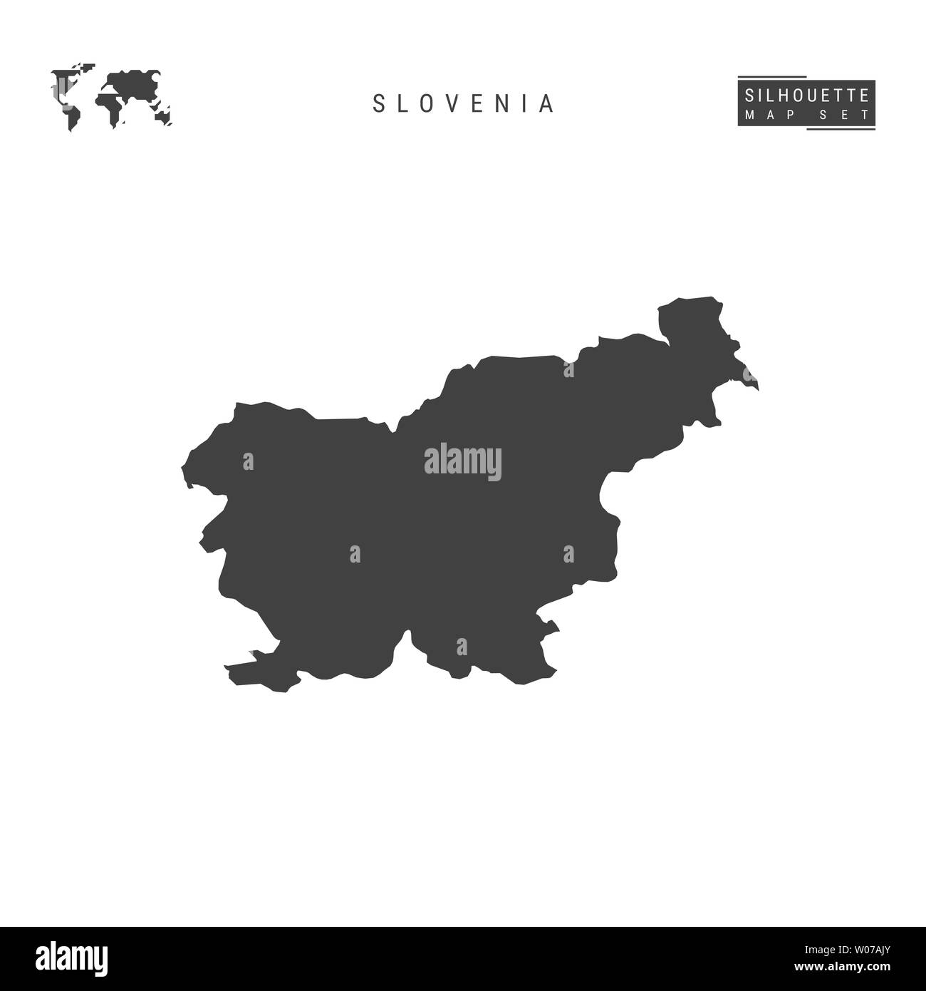 Slovenia Blank Map Isolated on White Background. High-Detailed Black ...