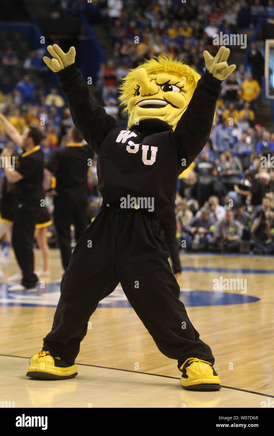 The Wichita State Shockers Mascot Performs With The Cheerleaders During A Time Out Against The 