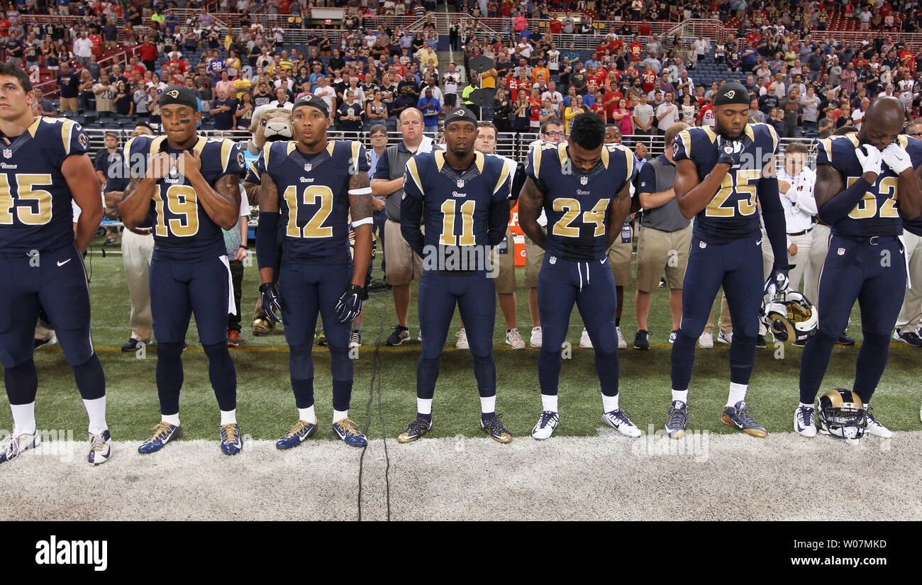 Mkd Rams Members of the St. Louis Rams stand for the playing of the National ...