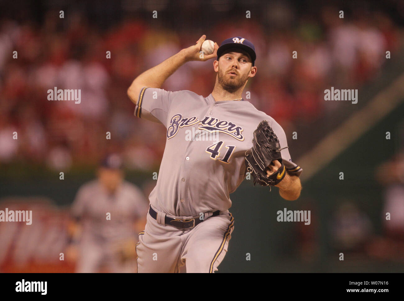 Milwaukee Brewers starting pitcher Taylor Jungmann delivers a pitch to