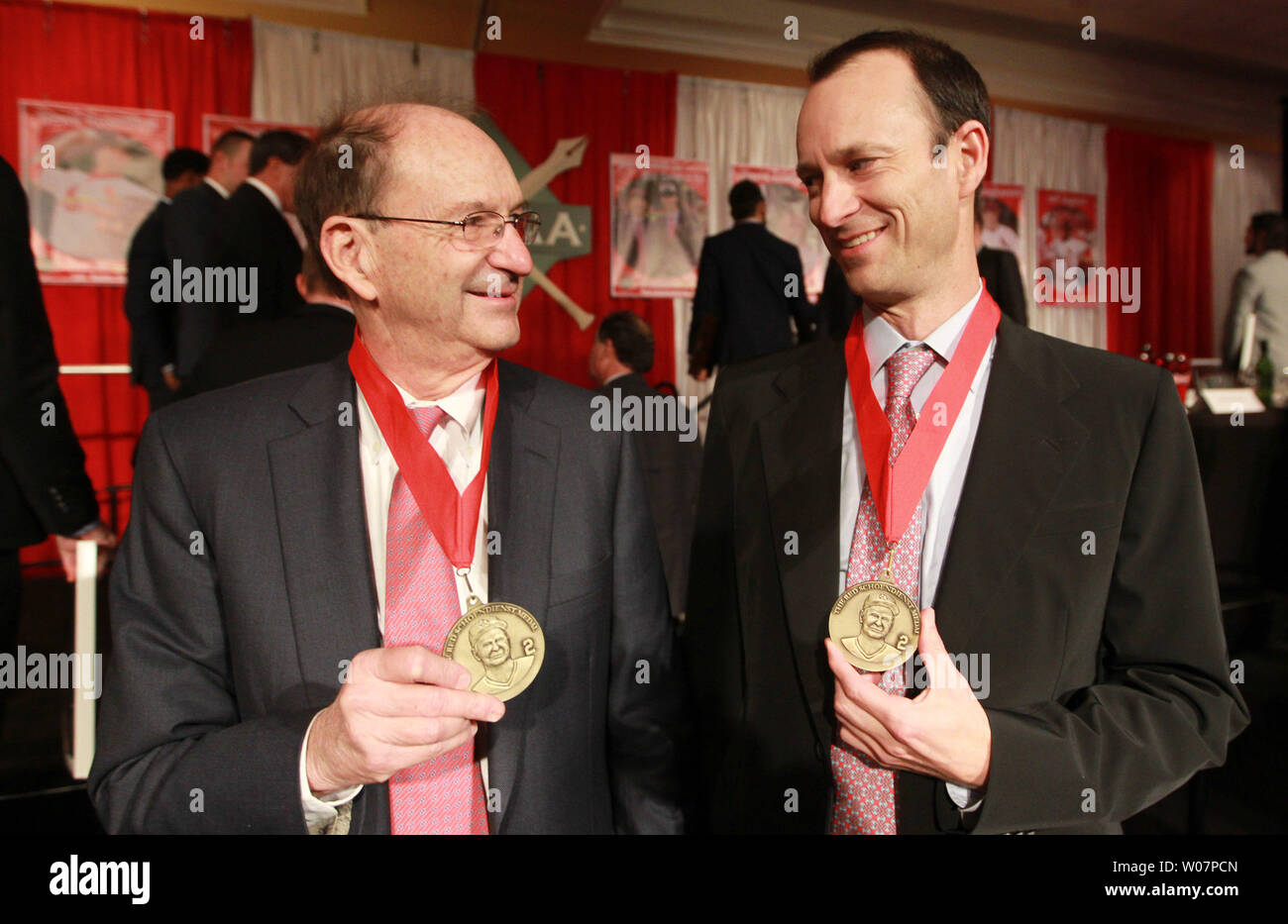 St. Louis Cardinals Chairman Bill DeWitt Jr. (L) and team president ...