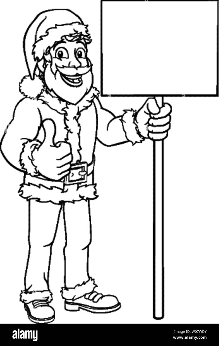 Young Santa Claus Holding Sign Christmas Cartoon Stock Vector