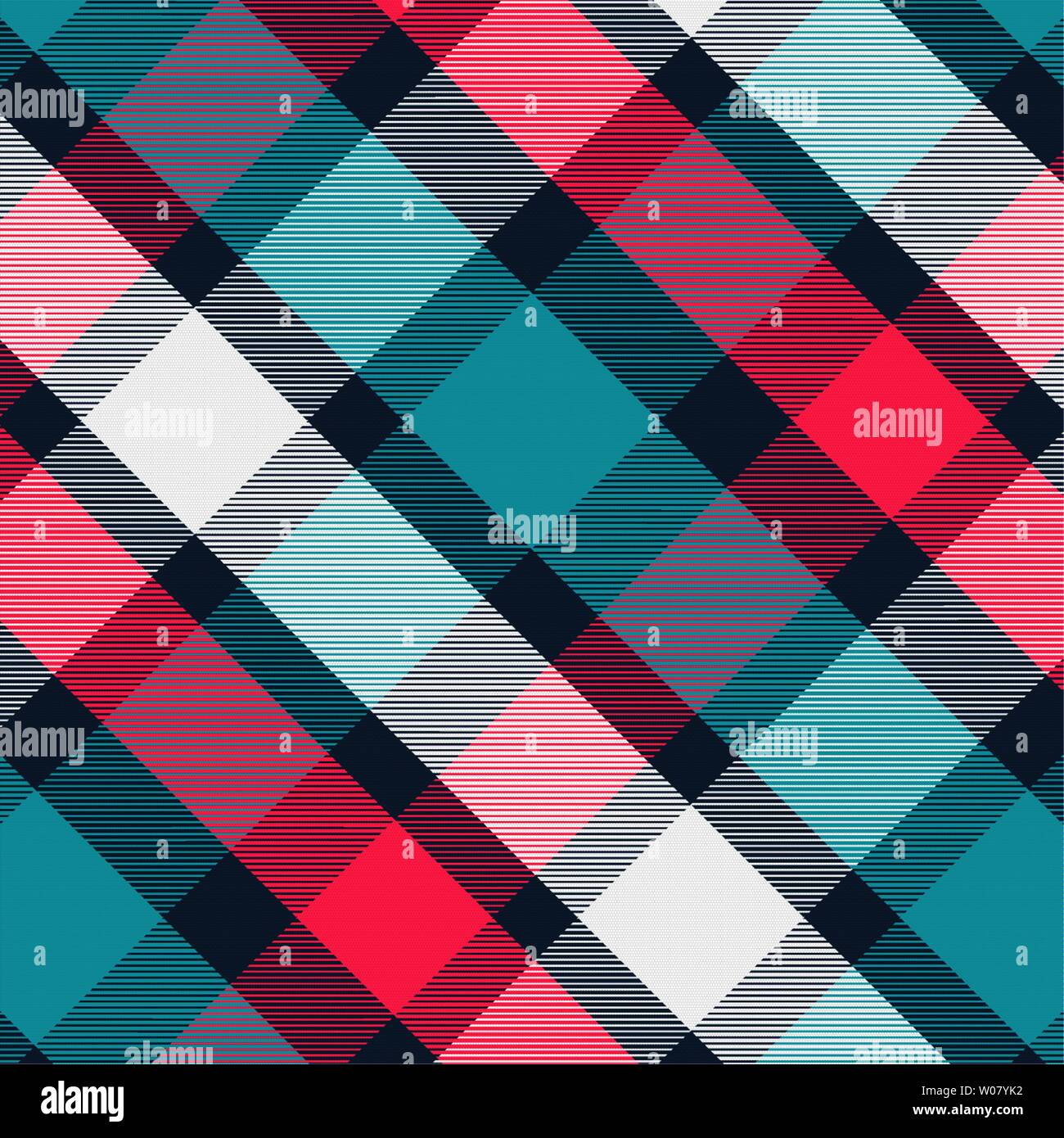 Tartan Pattern in Magenta and Cyan . Texture for plaid, tablecloths, clothes, shirts, dresses, paper, bedding, blankets, quilts and other textile prod Stock Vector