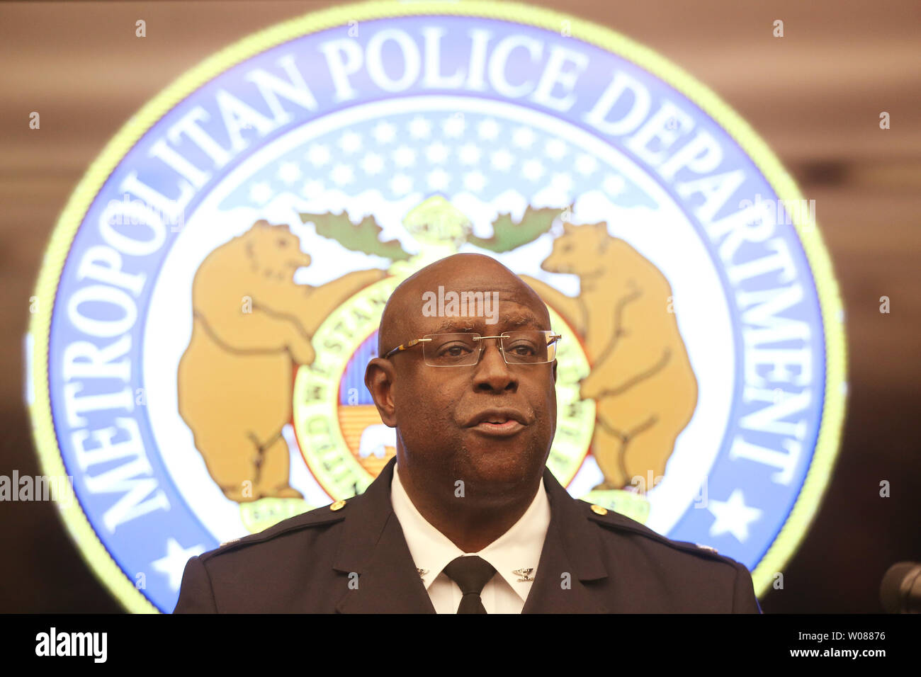 St. Louis Metropolitian Police Chief John Hayden talks about the shooting death of officer Katlyn Alix during a press conference in St. Louis on January 31, 2019. St. Louis Circuit Attorney Kim Gardner has brought multiple concerns to the media on how the department handled the initial investigation. Hayden said he called the press conference to clarify as much as he can surrounding the tragic incident which occured on January 24, 2019, by a fellow St. Louis Police officer. Photo by Bill Greenblatt/UPI Stock Photo