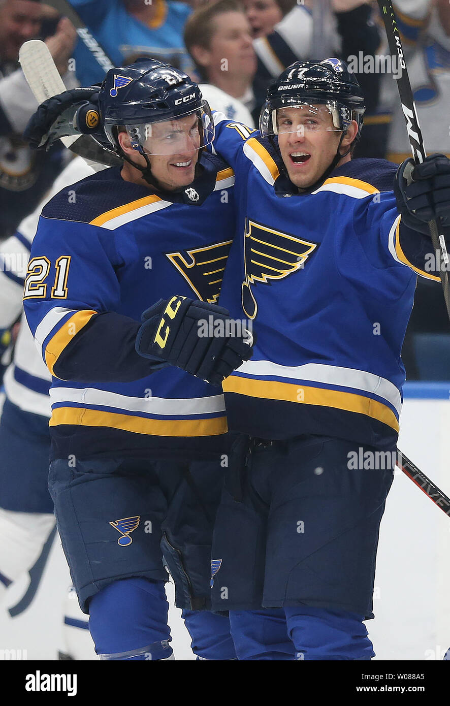 FILE - In this Feb. 2, 2017, file photo, St. Louis Blues' Colton Parayko  celebrates after scoring during the second period of the team's NHL hockey  game against the Toronto Maple Leafs