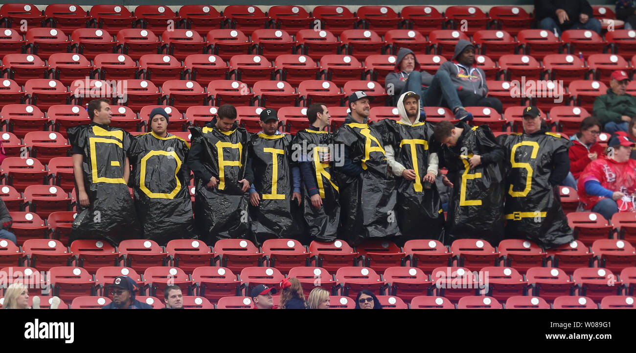 Pittsburgh Pirates fans dressed in trash bags, with the message GO