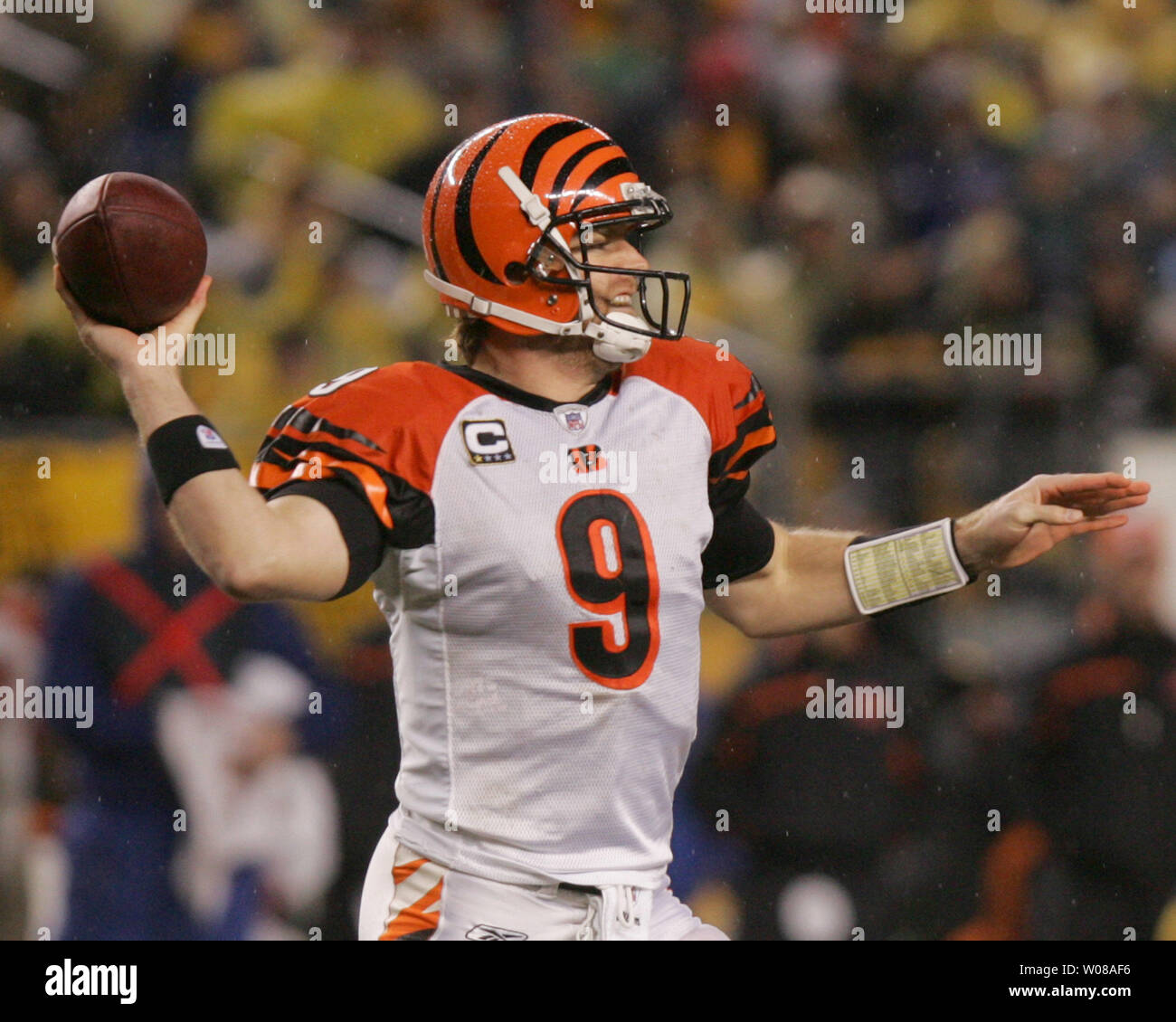 Carson Palmer of the Cincinnati Bengals looks to pass against the