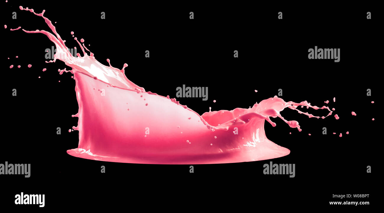 pink paint splash isolated on black background Stock Photo Alamy