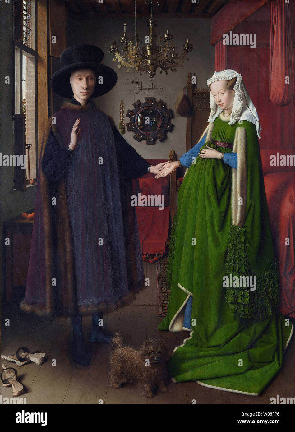 Jan van Eyck - Arnolfini Wedding Portrait Giovanni Arnolfini His Wife Giovann Cenami 1434 Stock Photo