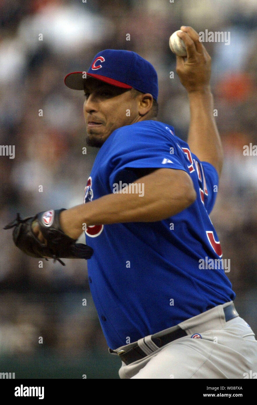 Chicago Cubs' Carlos Zambrano pitches to the San Francisco Giants at AT&T Park in San Francisco on May 10, 2006. The Cubs won 8-1.   (UPI Photo/Bruce Gordon) Stock Photo