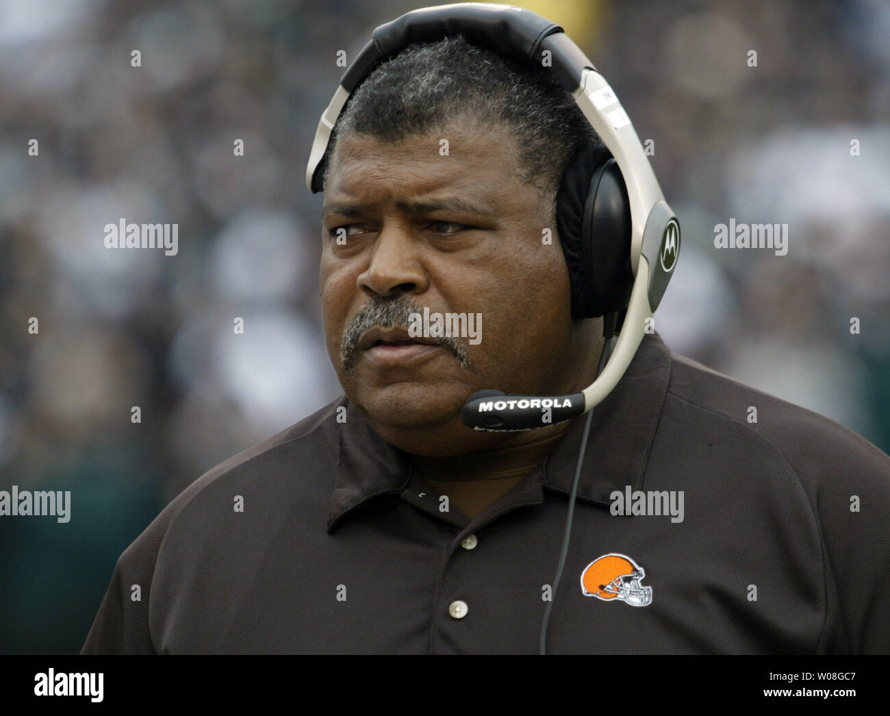 Cleveland Browns Head Coach Romeo Crennel  watches his team play the Oakland Raiders in the second quarter at McAfee Coliseum in Oakland, California on October 1, 2006.   (UPI Photo/Bruce Gordon) Stock Photo