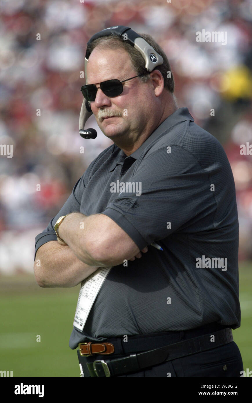 Seattle Seahawks head coach Mike Holmgren watches his team drop one to the San Francisco 49ers at Monster Park in San Francisco on November 19, 2006. The 49ers defeated the Seahawks 20-14.  (UPI Photo/Bruce Gordon) Stock Photo