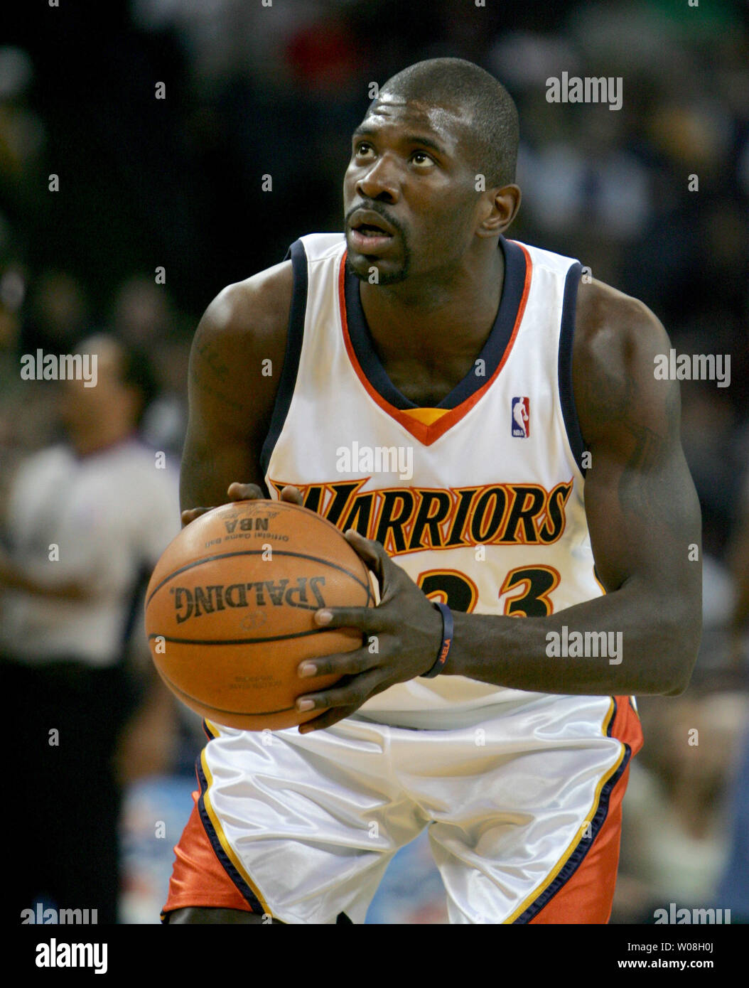 Golden State Warriors Jason Richardson 23 Takes A Free Throw Following A Flagrant Foul By The Minnesota Timberwolves At The Oracle Arena In Oakland California On April 15 07 The Warriors Defeated