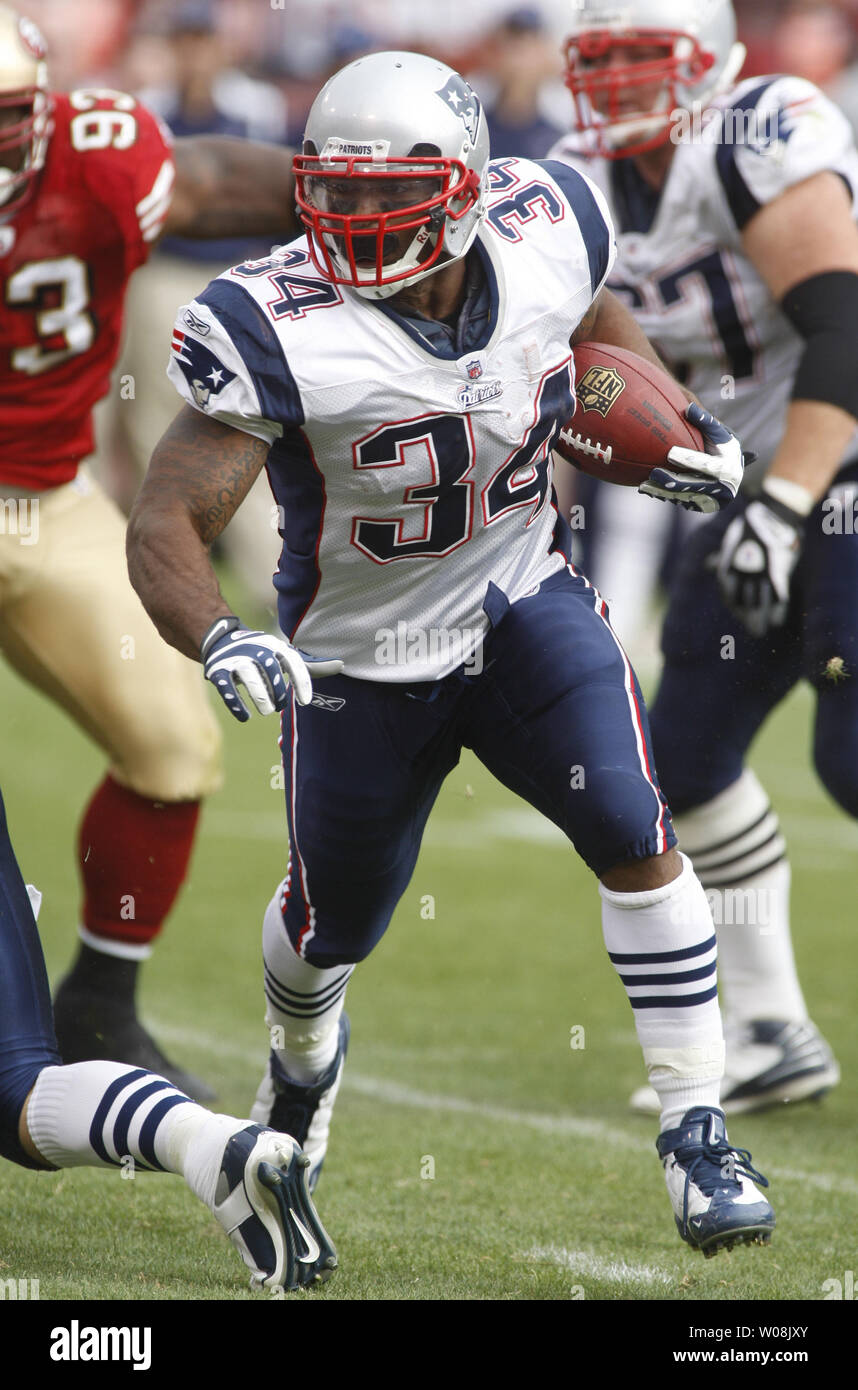 New England Patriots RB Sammy Morris runs against the San Francisco 49ers at Candlestick Park in San Francisco on October 5, 2008. The Patriots defeated the 49ers 30-21.   (UPI Photo/Terry Schmitt) Stock Photo