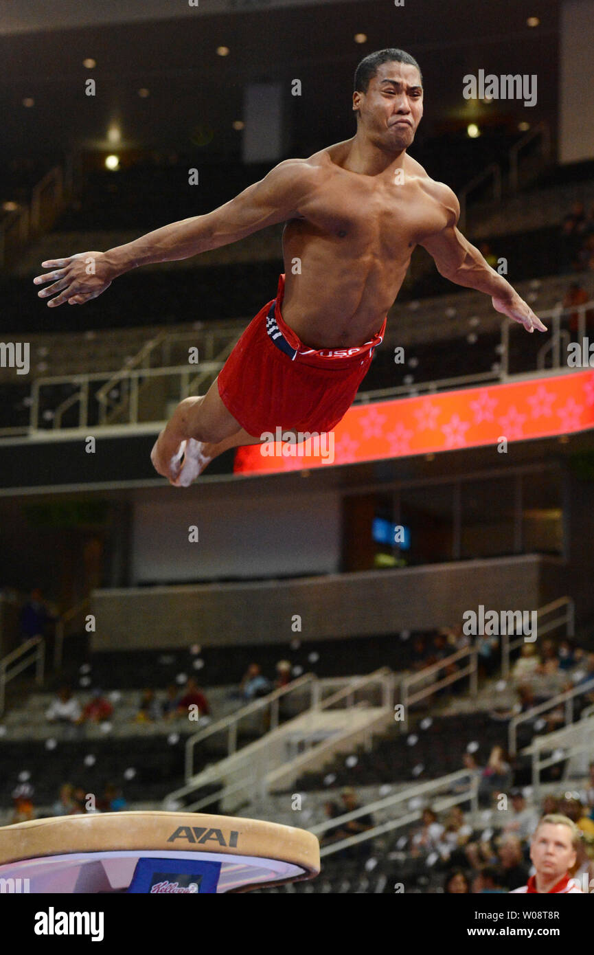 Joshua Dixon Warms Up On The Vault At The Us Olympic Trials In Gymnastics At Hp Pavilion In San