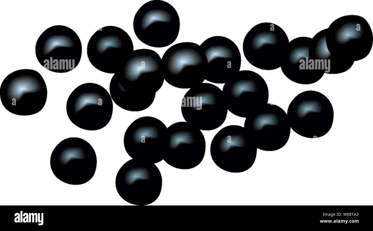 Isolated black berries. Black Caviar. black currant, elderberry, chokeberry. fruits isolated. Aronia Vector illustration. Stock Vector