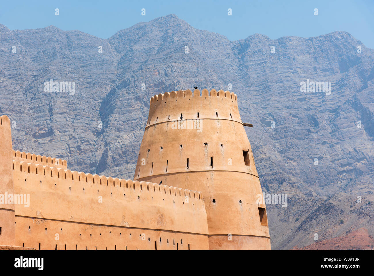 Bukha fort near Khasab in Musandam Oman surrounded by rocks and scenery Stock Photo