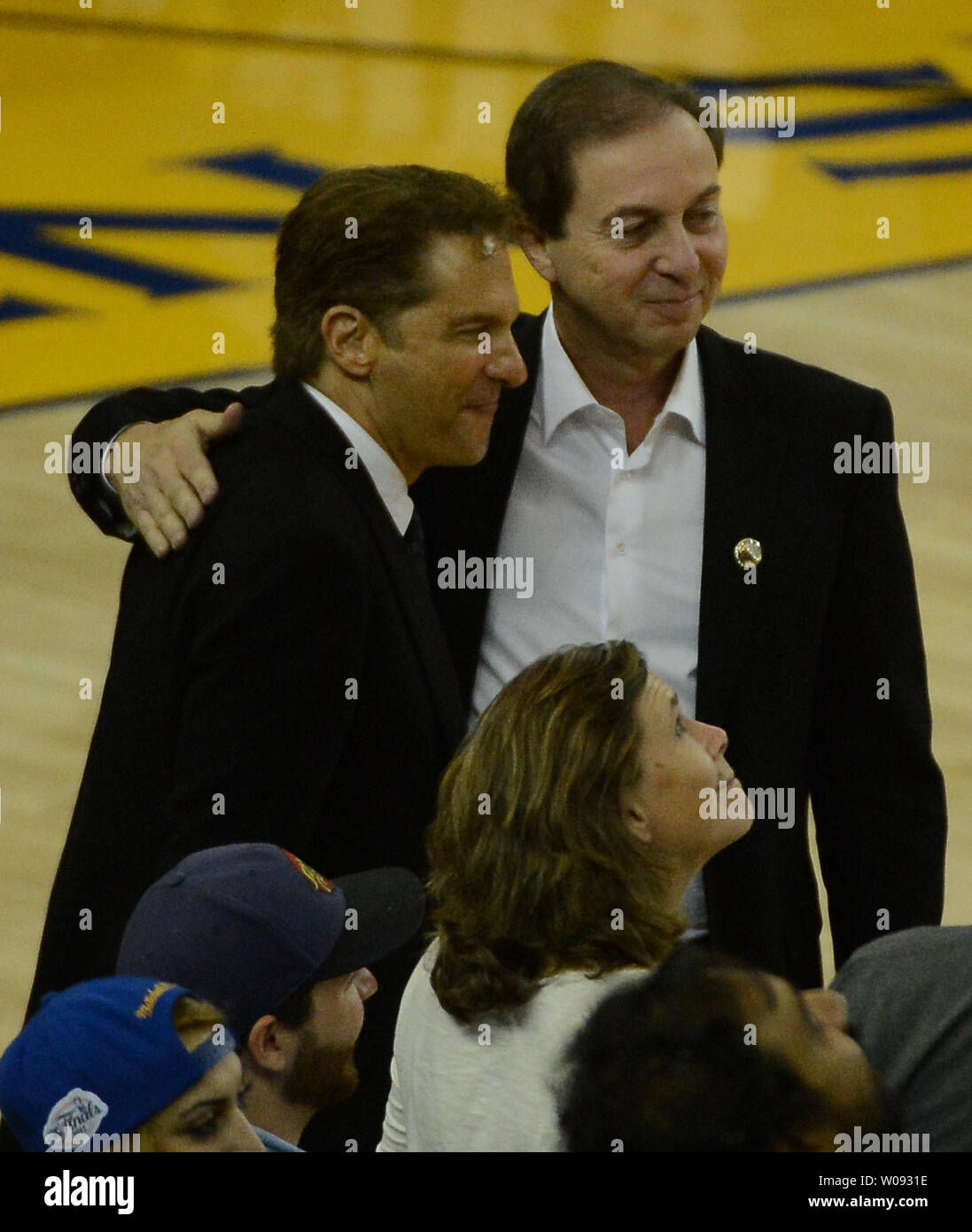 Golden State Warriors owners Peter Gruber (L) and Joe Lacob ...