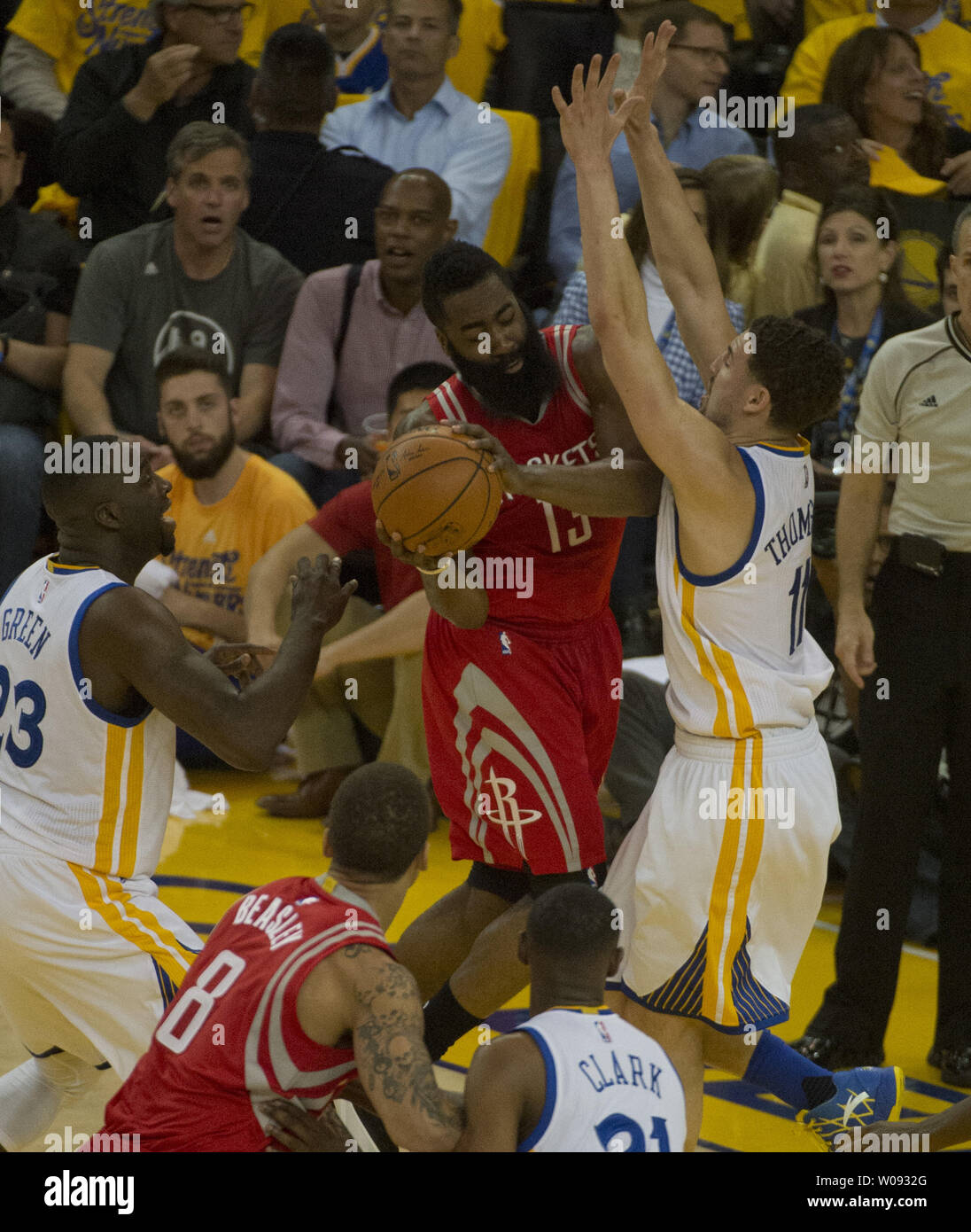 Houston Rockets James Harden (13) passes in front of Golden State
