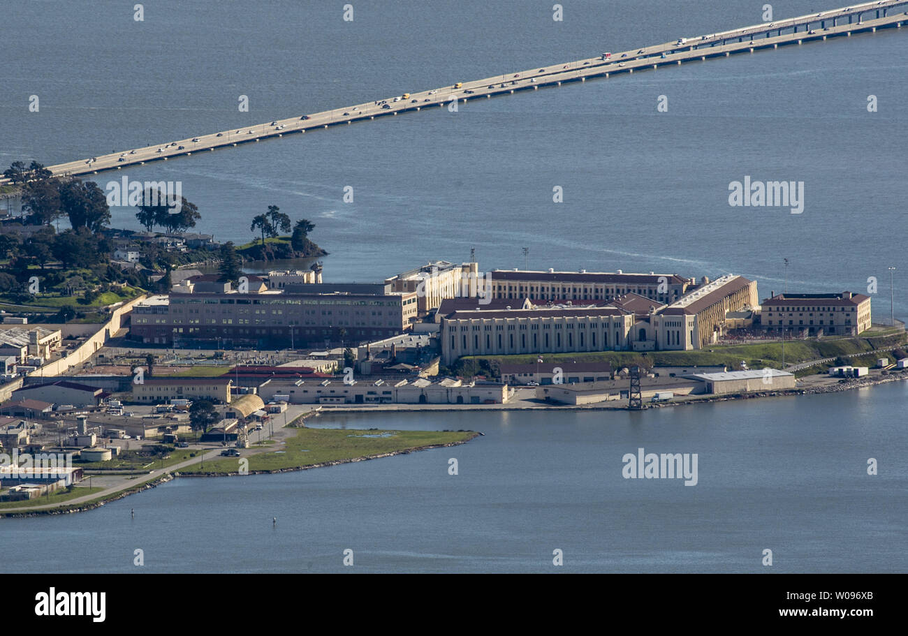 San Quentin State Prison, viewed from the top of Mount Tamalpias, is