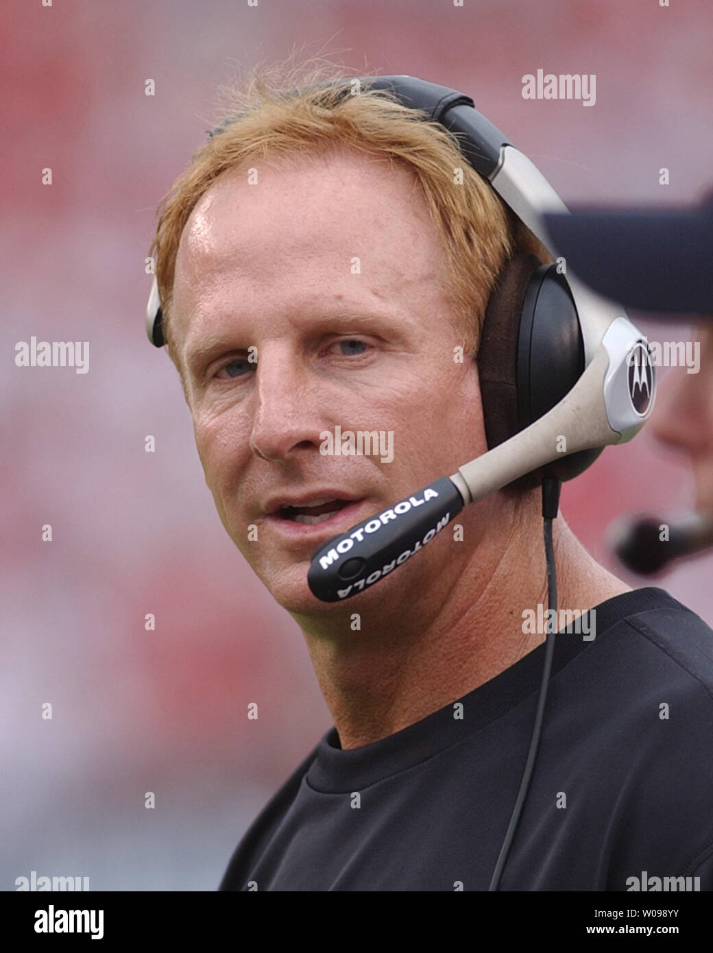New Orleans Saints' head coach Jim Haslett watches from the sideline during game against the Tampa Bay Buccaneers at Raymond James Stadium January 1, 2006 in Tampa, Fl. The Buccaneers beat the Saints 27-13 and are NFC South Division Champions.  (UPI Photo/Cathy Kapulka) Stock Photo