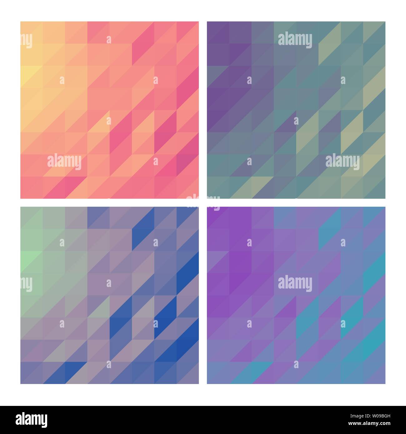 Low poly backgrounds set polygonal backdrops collection of pastel colored designs copy space cards Stock Vector