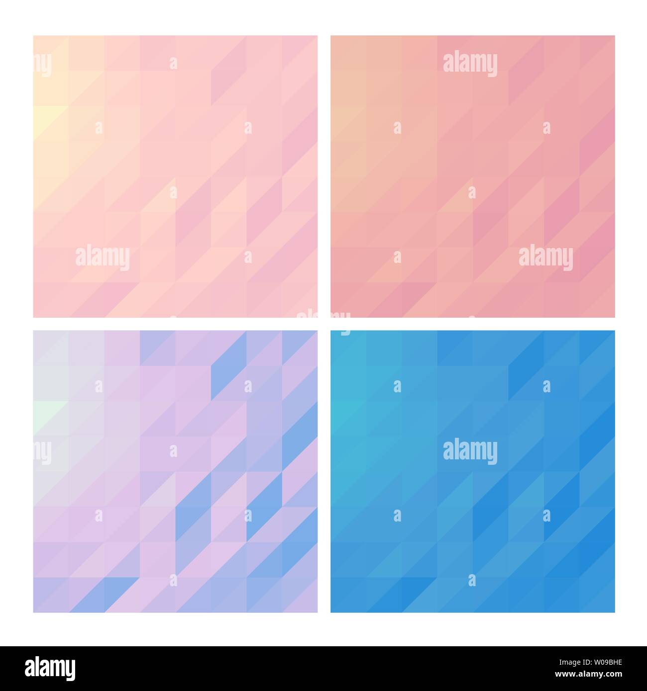 Low poly backgrounds set polygonal backdrops collection of pastel colored designs copy space cards Stock Vector