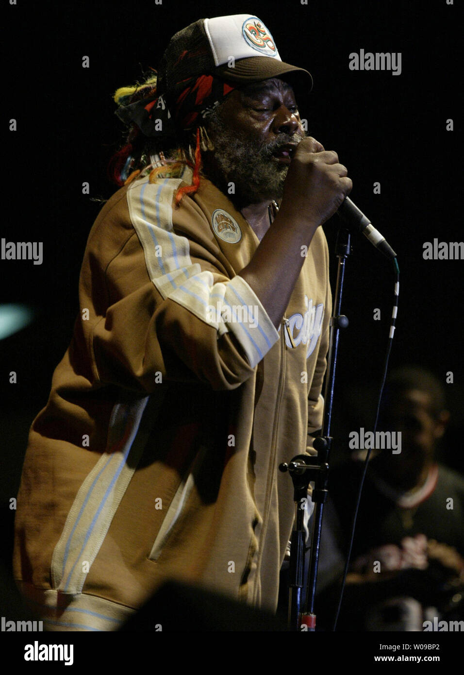 George Clinton performed with Parliament/Funkadelic during the first day of the Beale Street Music Festival on Friday, April 30, 2004 at Tom Lee Park in Memphis, Tenn. (UPI Photo/Billy Suratt) Stock Photo