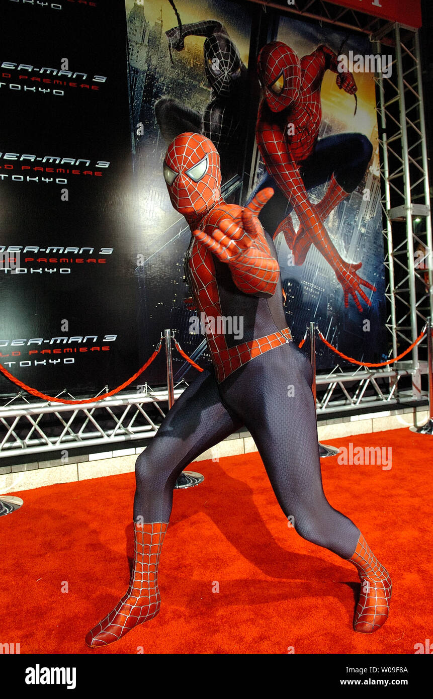 Spiderman character arrives for the world premiere of of