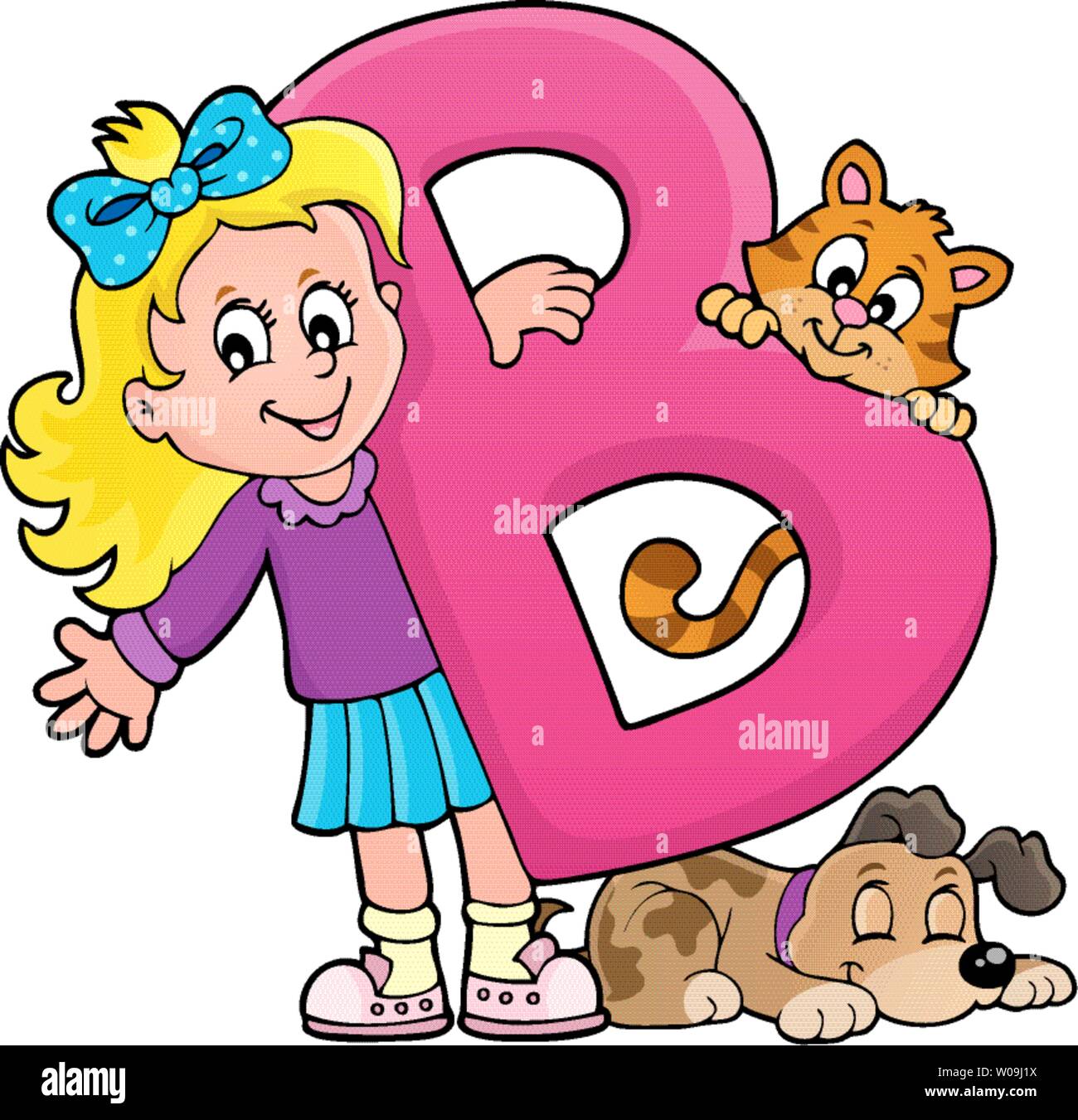 Girl and pets with letter B eps10 vector illustration Stock Vector Image & Art Alamy