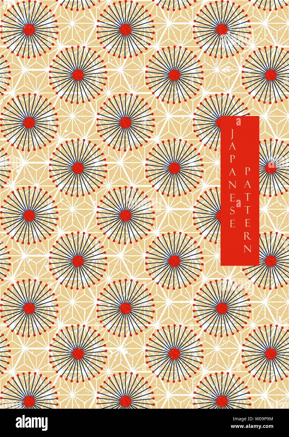 Japan Pattern Vector File Japanese pattern vector. Flower template with Geometric background ...