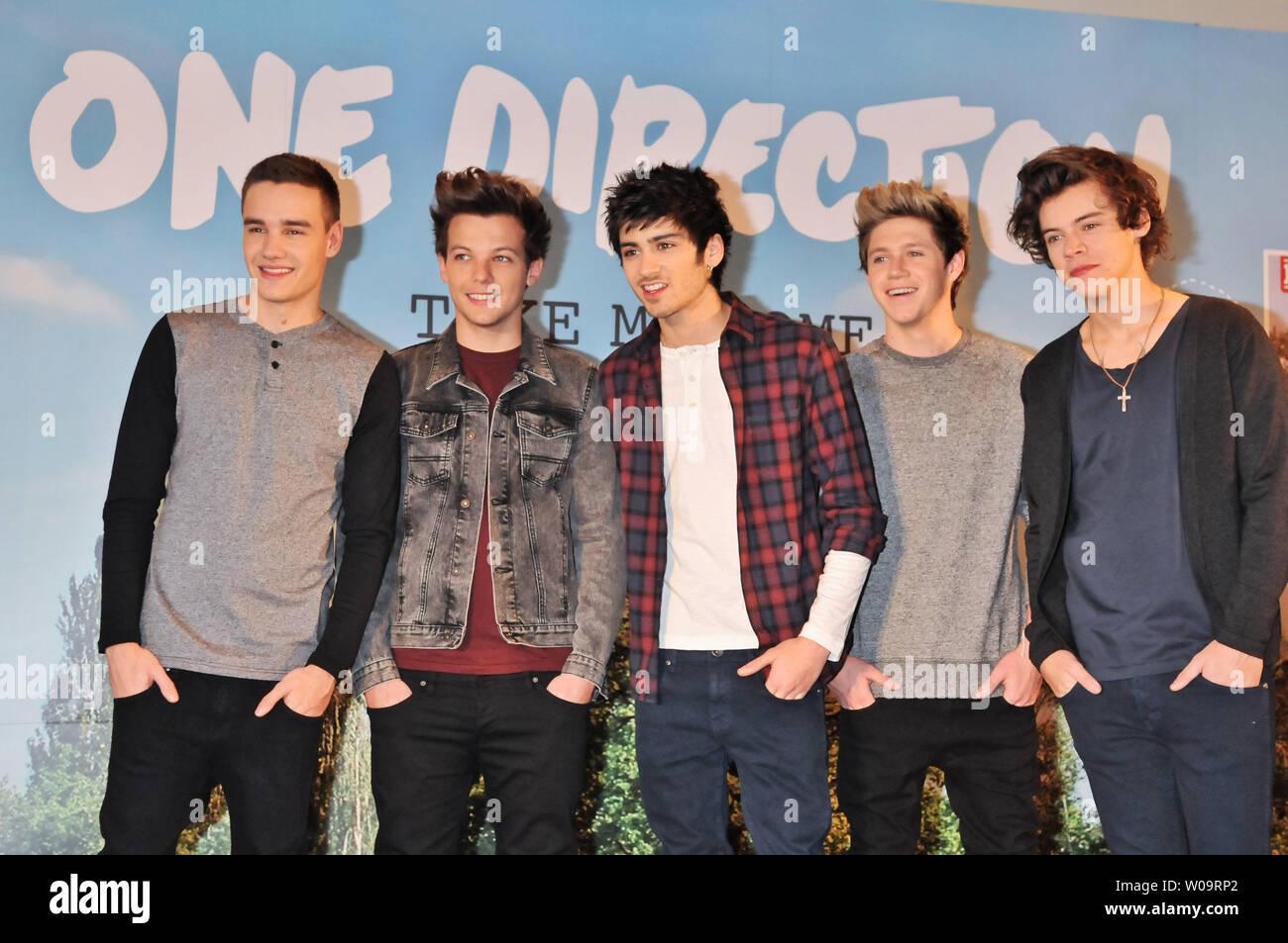 L R Liam Payne Louis Tomlinson Zayn Malik Niall Horan And Harry Styles Of One Direction Attend A Press Conference In Tokyo Japan On January 18 13 Upi Keizo Mori Stock Photo Alamy