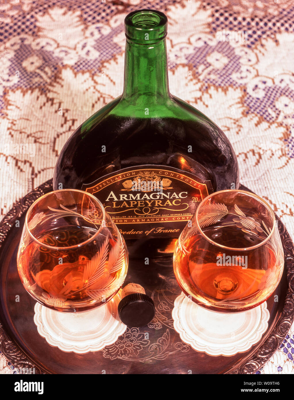 France. A fine brandy from some of the vines grown in the Armagnac region in the Department of the Gers. Southwest France. Stock Photo